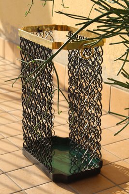 Forged Iron and Brass Iron Umbrella Stand, Italy, 1970s-OAQ-1423005