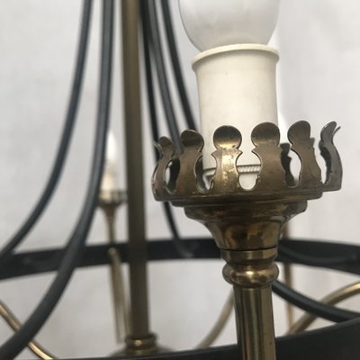 Forged Metal and Brass Chandelier, 1950s-WQQ-1309862