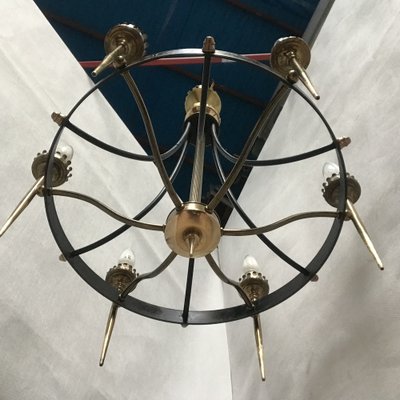 Forged Metal and Brass Chandelier, 1950s-WQQ-1309862