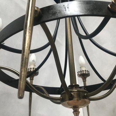 Forged Metal and Brass Chandelier, 1950s-WQQ-1309862