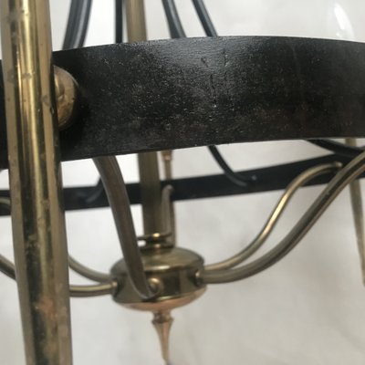 Forged Metal and Brass Chandelier, 1950s-WQQ-1309862