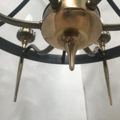 Forged Metal and Brass Chandelier, 1950s-WQQ-1309862