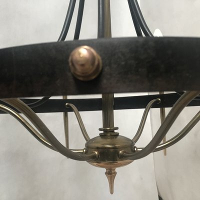 Forged Metal and Brass Chandelier, 1950s-WQQ-1309862