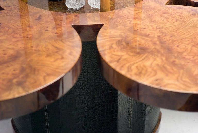 Formitalia Burl Walnut Dining Table with Built-in Bar