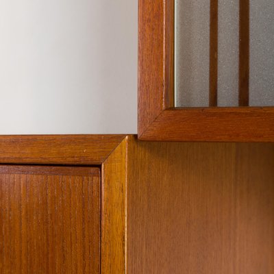 Four Bay Teak Wall Unit with a Dresser by Kai Kristiansen for Fm Møbler, Denmark, 1960s-UE-2022943