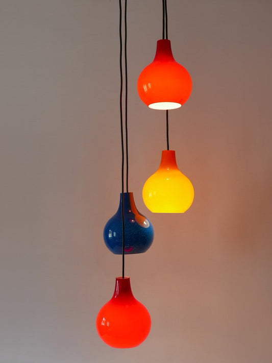 Four-Flamed Cascading Pendant Lamp by Peill & Putzler, Germany, 1970s