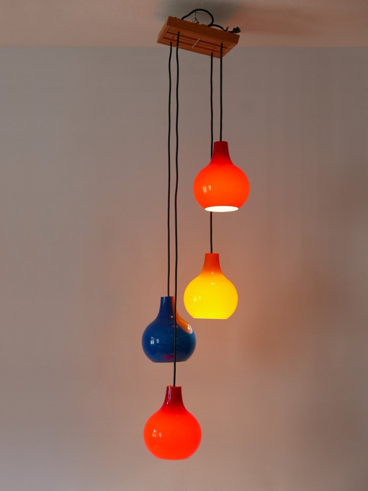 Four-Flamed Cascading Pendant Lamp by Peill & Putzler, Germany, 1970s