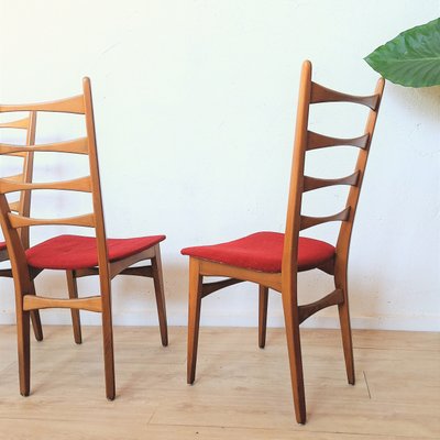 Four Ladder Back Side Chairs, 1950s, Set of 4-WK-2027082