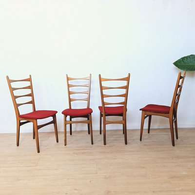 Four Ladder Back Side Chairs, 1950s, Set of 4-WK-2027082