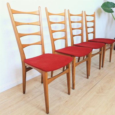 Four Ladder Back Side Chairs, 1950s, Set of 4-WK-2027082