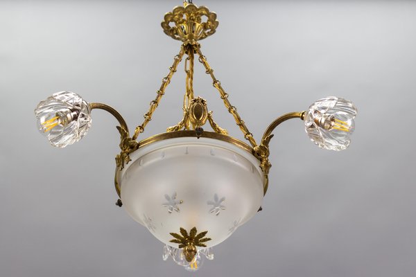 Four Light French Neoclassical Style Gilt Bronze and Glass Chandelier-KEG-1284746