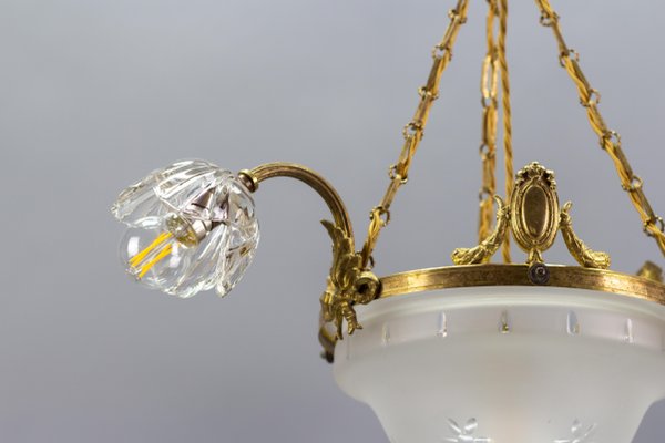 Four Light French Neoclassical Style Gilt Bronze and Glass Chandelier-KEG-1284746