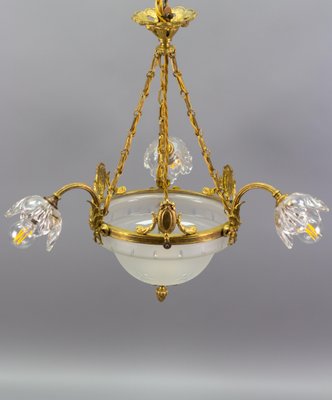 Four Light French Neoclassical Style Gilt Bronze and Glass Chandelier-KEG-1284746