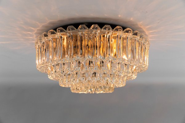 Four-Tier Crystal Glass Flush Mount Light by Limburg, Germany, 1960s-KQB-1812879