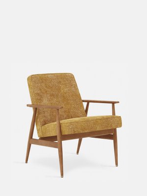 Fox Lounge Chair in Mustard Fabric and Dark Wood, 2023-JOG-1761576