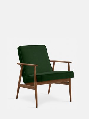 Fox Lounge Chair Velvet Bottle Green Dark Wood, 2023-JOG-1761589