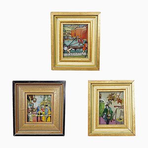 Framed Biedermeier Paintings, 1950s, Set of 3-KJP-1738299