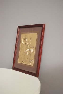 Framed Gold Painting of Iris, 1970s-KNM-1385602