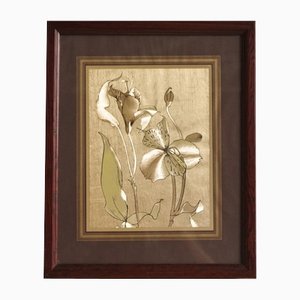 Framed Gold Painting of Iris, 1970s-KNM-1385602