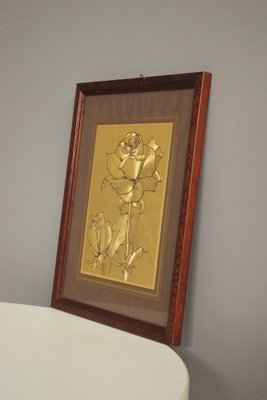 Framed Gold Painting of Rose, 1970s-KNM-1385585