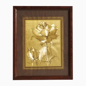 Framed Gold Painting of Rose, 1970s-KNM-1385585