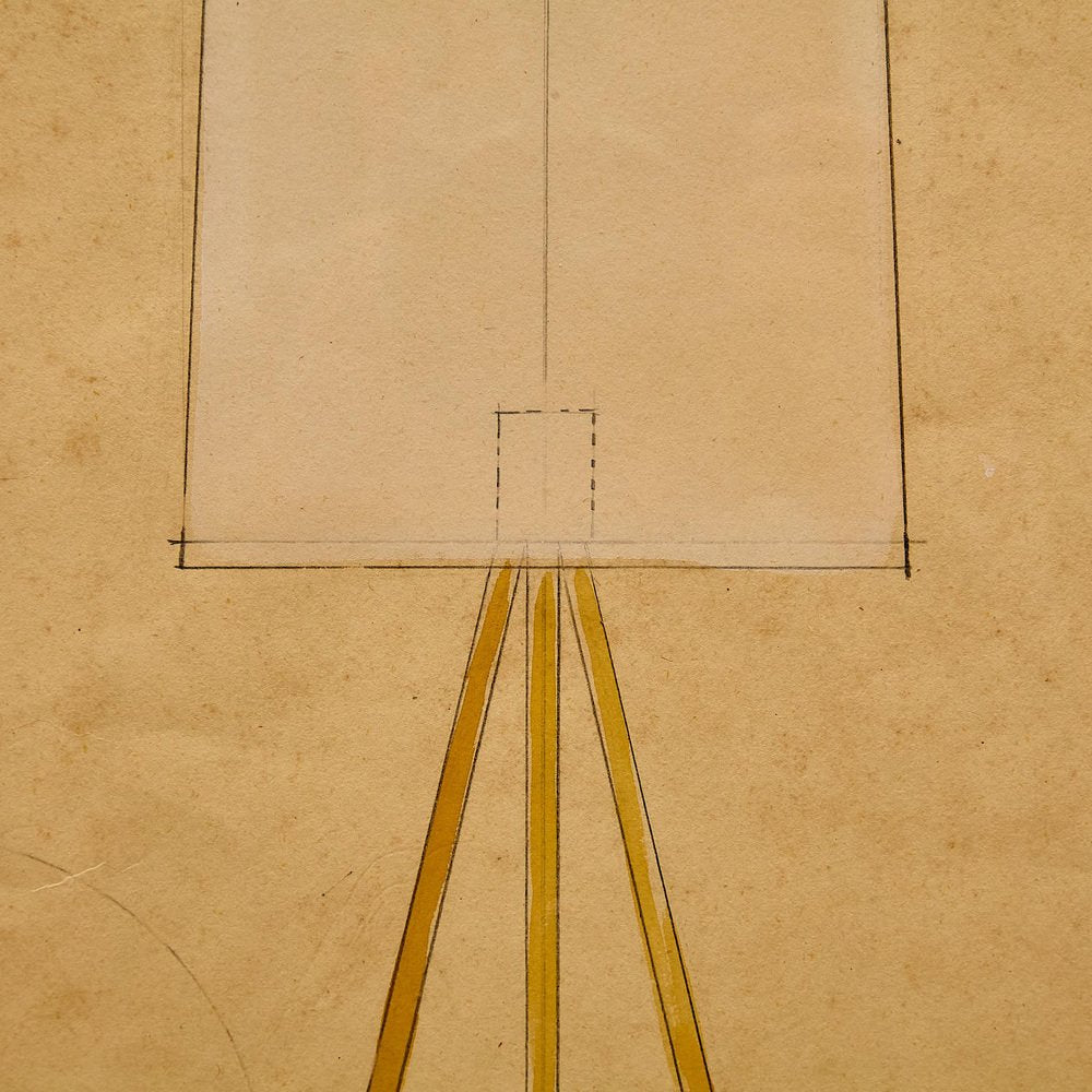 Framed Original Technical Plan of Metalarte Lamp, 1953