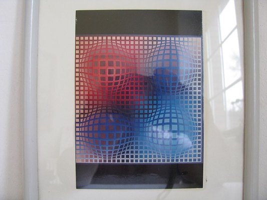 Framed Posters by Victor Vasarely, 1970s, Set of 5-SZW-829860