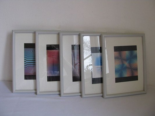 Framed Posters by Victor Vasarely, 1970s, Set of 5-SZW-829860