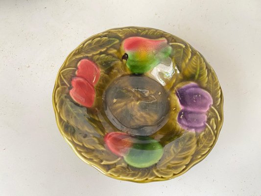 France Majolica Dish Sugar Pot, Dish and Cup, 1880s, Set of 3-UR-1653535