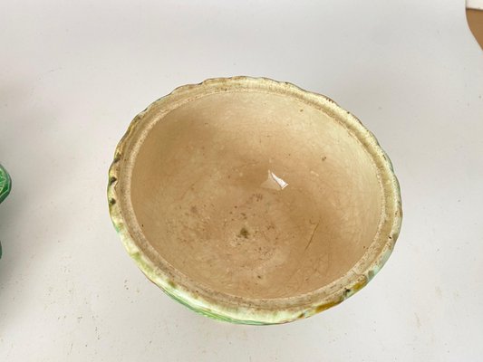 France Majolica Dish Sugar Pot, Dish and Cup, 1880s, Set of 3-UR-1653535