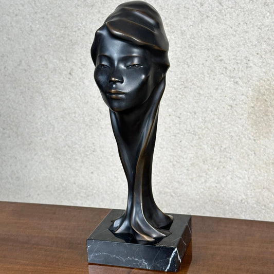 Francesc Pilar, Stylized Bust of a Woman from Touareg and Italica Foundry, 1950s, Bronze