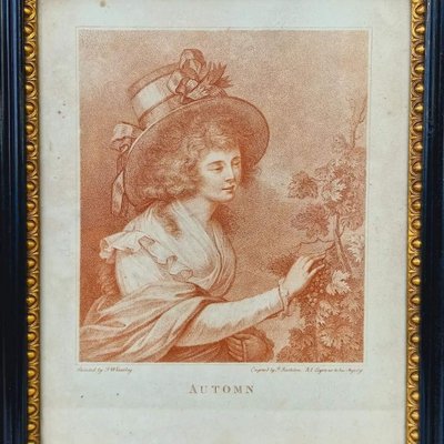 Francesco Bartolozzi after Francis Wheatley, Autumn and Summer Portraits, 1780, Engravings, Framed, Set of 2-EFY-2016646