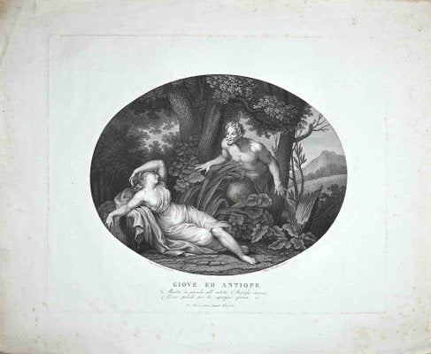 Francesco Cecchini, Jupiter and Antiope, Etching, 19th Century-ZCI-988788