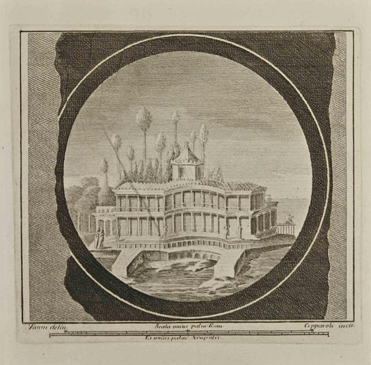 Francesco Cepparoli, Stabian Seaside Villa, Etching, 18th Century