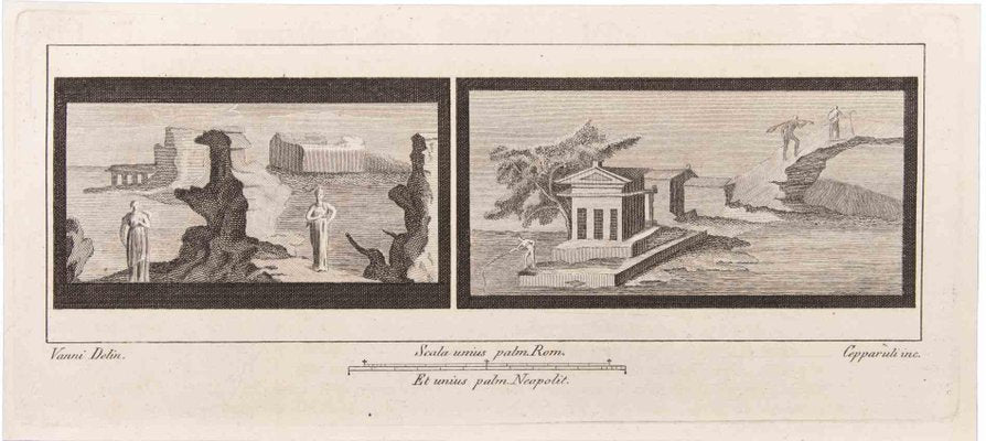 Francesco Cepparuli, Seascape with Monument and Figures, Etching, 18th Century-ZCI-1760583