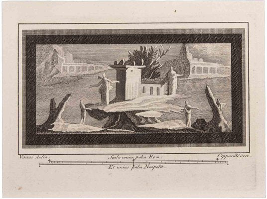 Francesco Cepparuli, Seascape with Monument and Figures, Etching, 18th Century-ZCI-1760641