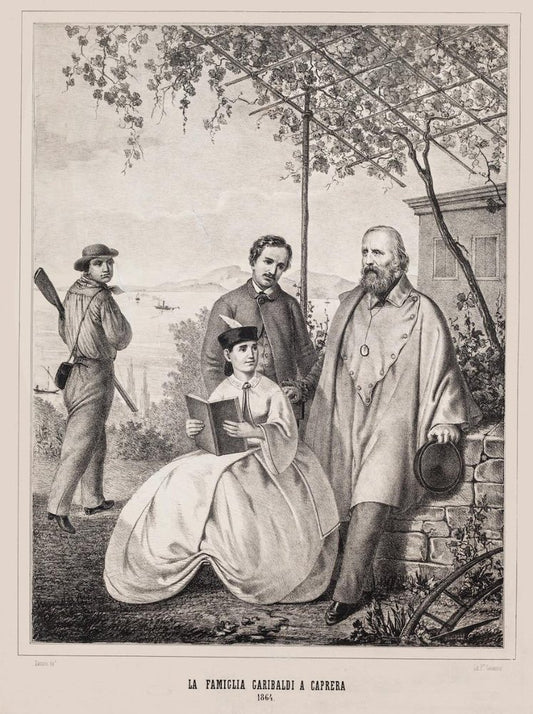 Francesco Giuseppe Casanova, Garibaldi and his Family in Caprera, Lithograph, 1864