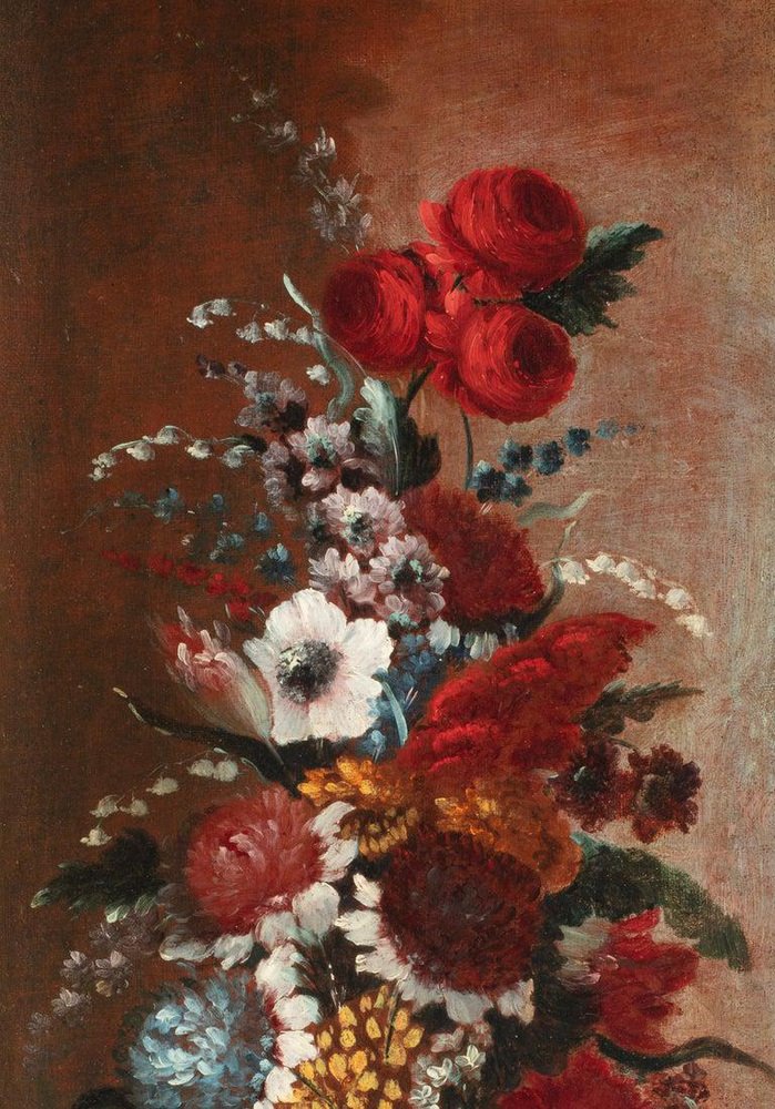 Francesco Lavagna, Still Lifes with Flower Vases, Mid-18th Century, Oil on Canvases, Set of 2