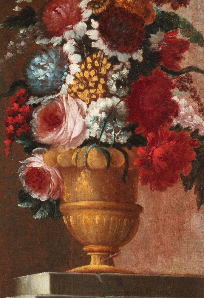 Francesco Lavagna, Still Lifes with Flower Vases, Mid-18th Century, Oil on Canvases, Set of 2