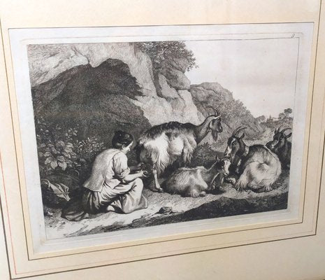 Francesco Londonio, Landscapes Triptych, 1763, Engravings, Framed, Set of 2-EI-1417393