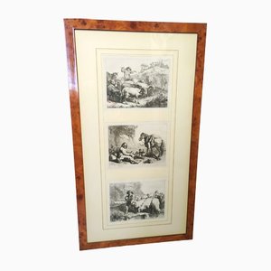 Francesco Londonio, Landscapes Triptych, 1763, Engravings, Framed, Set of 2-EI-1417393