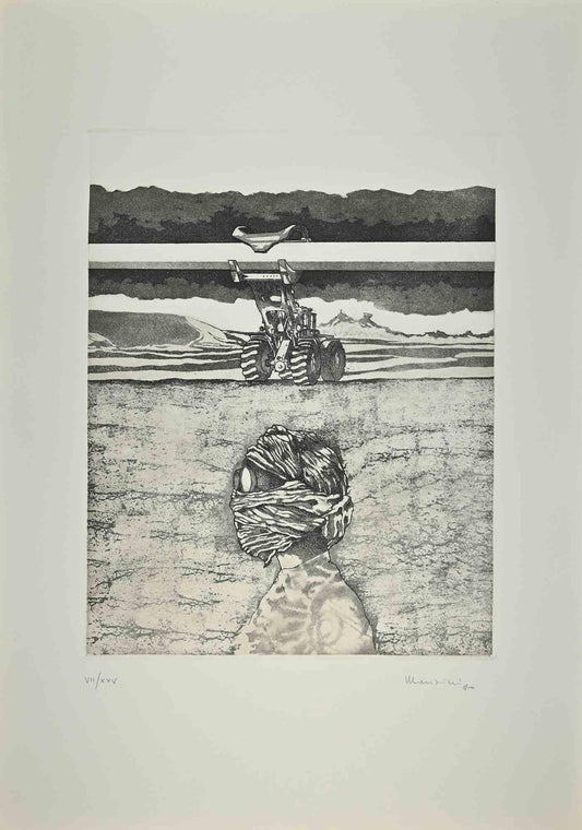 Francesco Manzini, Building Site, Original Etching, 1980s