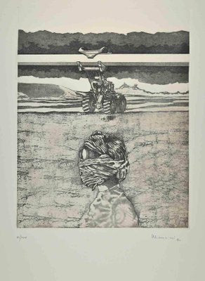 Francesco Manzini, Building Site, Original Etching, 1980s-ZCI-1405783