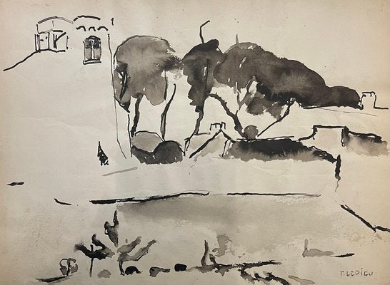 Francine Ledieu, Saint Valery, Le Castel, 1962, Ink on Paper-CHG-2031299