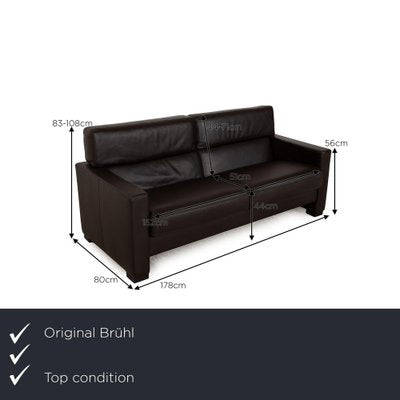 Francis Leather Three Seater Brown Sofa from Brühl-RQW-2036313