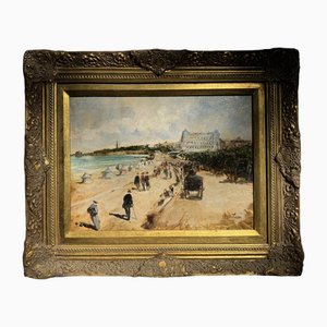 Francis Turri, La Grande Plage and the Hotel Du Palais in Biarritz in 1900, Oil on Canvas-NRK-2028261