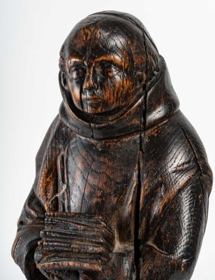 Franciscan Wood Sculpture in Solid Oak, 18th Century-UQL-1334807