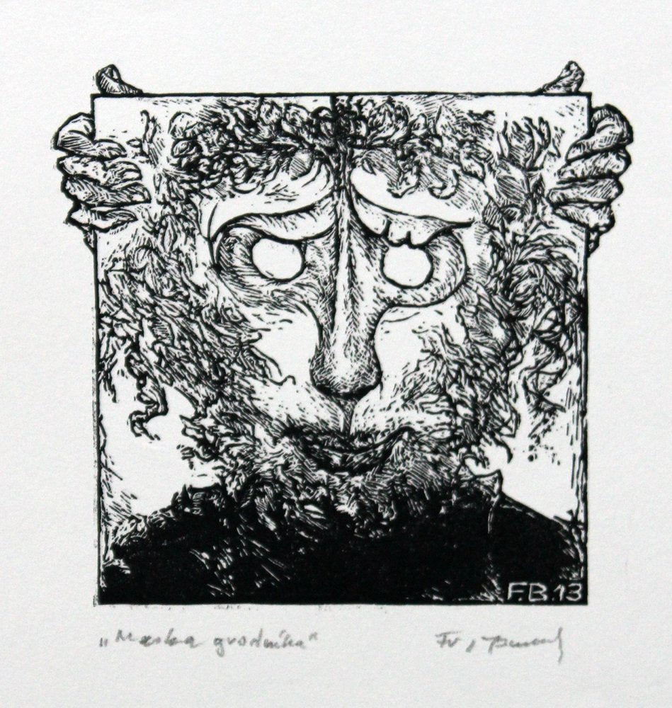 Franciszek Bunsch, Gardener's Mask, Etching on Paper, 2013