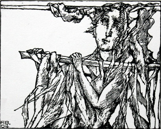 Franciszek Bunsch, Ophelia, Woodcut on Paper, 2004