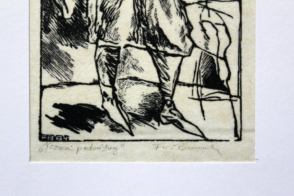 Franciszek Bunsch, The Third Traveller, Woodcut on Paper, 1984